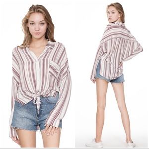 Lightweight oversized button down blouse